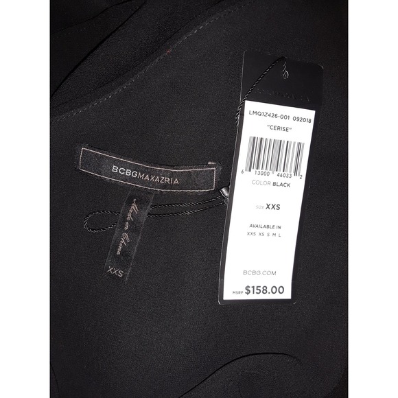 NWT BCBG Max Azria Sz XXS CERISE Asymmetrical Black One Shoulder Top - Picture 8 of 8